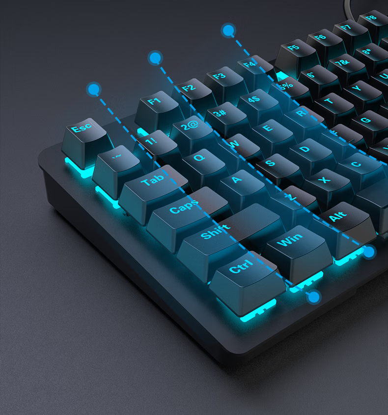 HP K10G Mechanical Keyboard with Blue Switches, Wired Keyboard for Gaming, E-Sports, Office Work And PUBG, 104 Keys Full-Size Compatible with Laptops And Desktop Computers, Full Anti-Ghosting 15