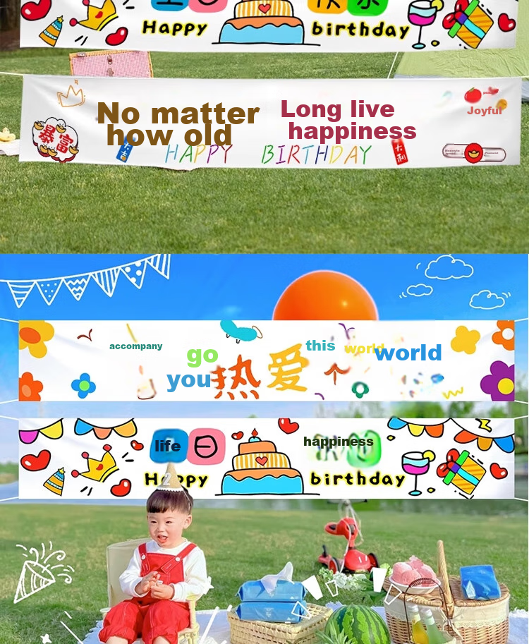 Abaoli Happy Forever Banner Backdrop, Balloon Children's Banner, Poster Decoration, Birthday Indoor Outdoor Party Setup 2