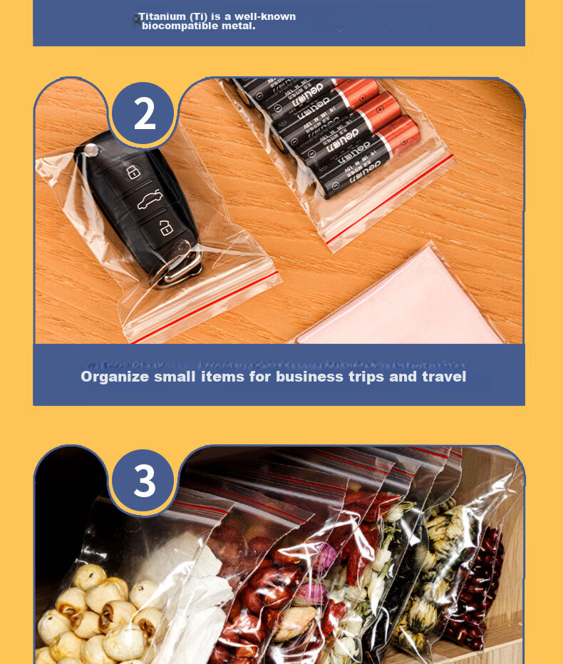 Deli Food Storage Bags, Size 3, 9.5*7cm, Waterproof, Dustproof, Fresh-Keeping, PE Transparent, 100 Pieces Transparent, 3022 10