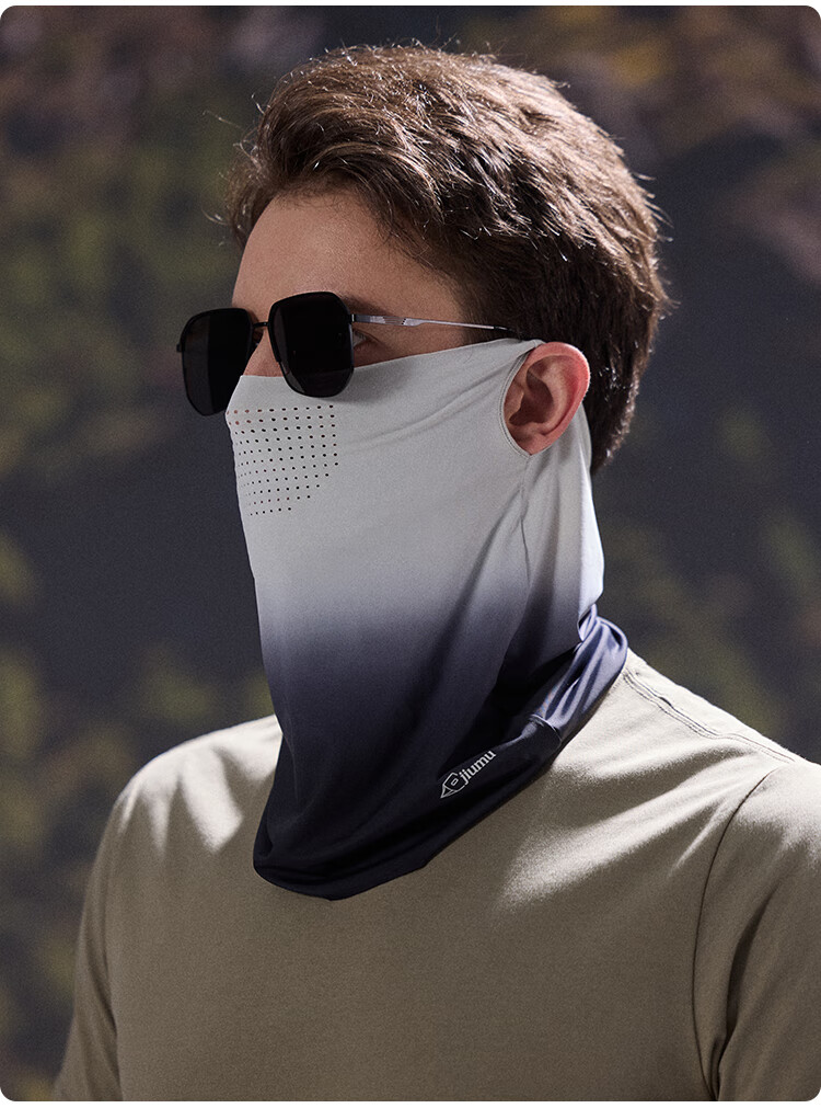 JIUMU Ice Silk Sun Protection Face Mask for Men, Cycling Summer UV-Resistant Sunshade Neck Guard Full Face Breathable Sun Protection Mask 9