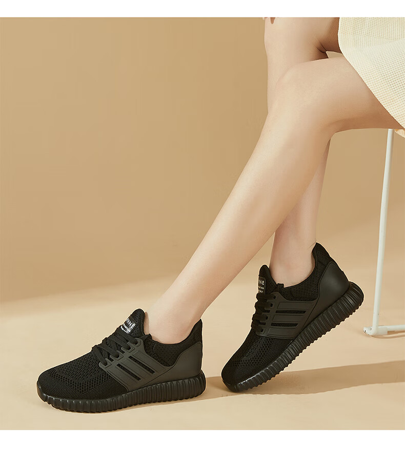 DAPHNE Breathable Lightweight Mesh Shoes, Women's Soft-Soled Casual Sports Running Shoes, 4623101094, Black, Size 35 11