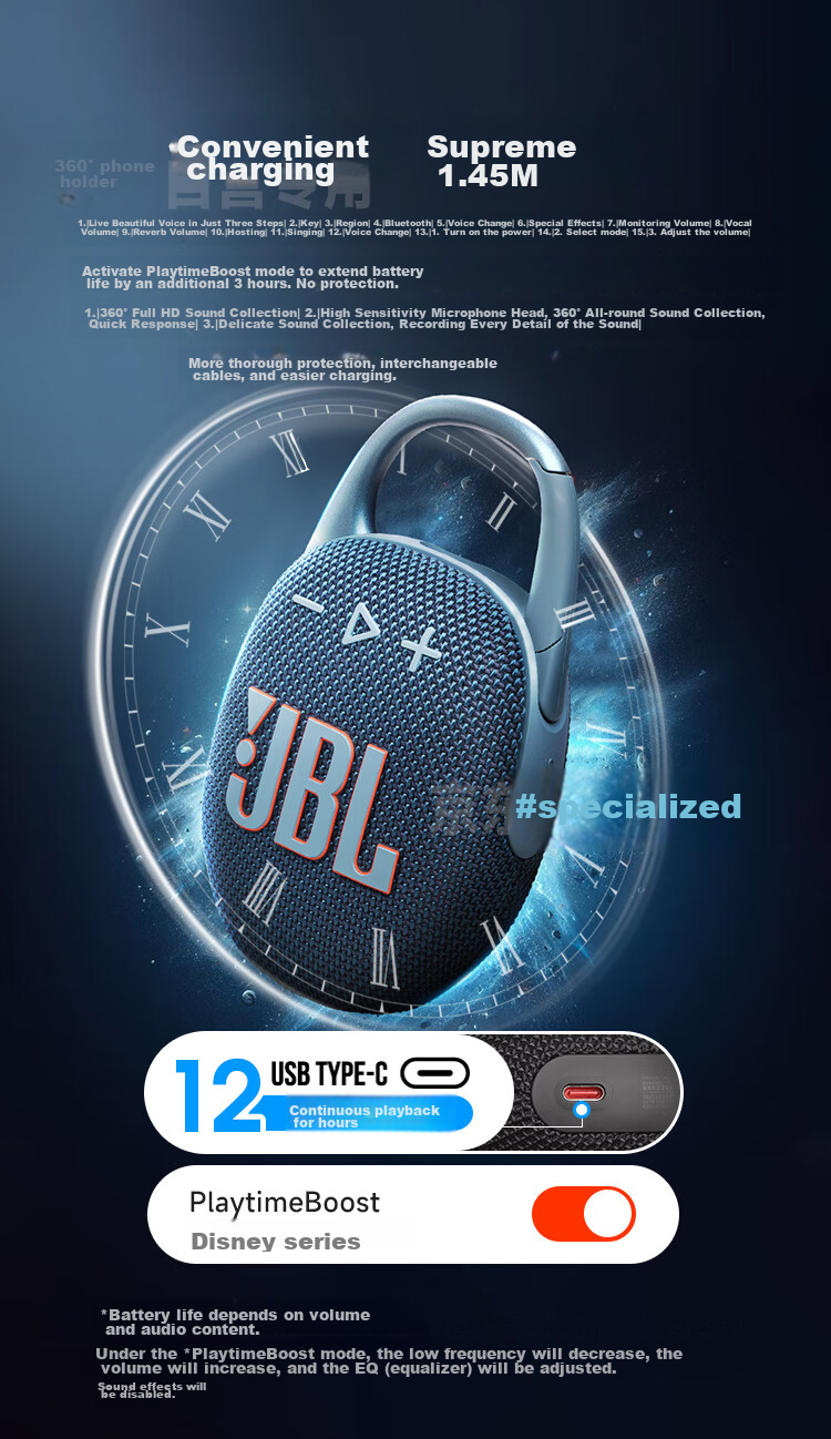 JBL CLIP5 Music Box Fifth Generation, Bluetooth Speaker, Outdoor Portable Speaker, Waterproof Speaker, Clip-On Speaker, Recommended for Shopping, Travel Gift Companion, Moonlight White 7