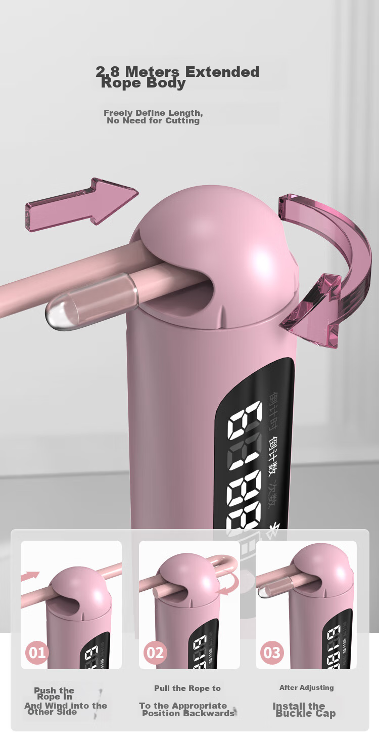 JD Original Ball Jump Rope, Smart Counting with And Without Rope, Weight Loss And Weighted for Students' Exams, Steel Wire Speed Competition, Pink 14