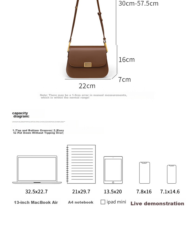 C.BANNER Leather Handbag, Women's Shoulder Crossbody Bag, Light Luxury Small Square Bag, Fashion Brand Birthday Gift for Girlfriend on May 20 5