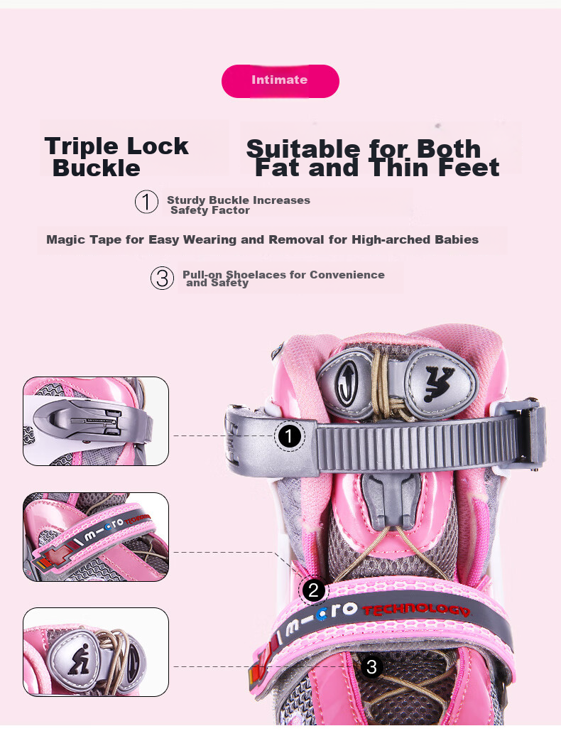 Micro Migu Co-Branded COSMOID Roller Skates for Children, Boys And Girls, Straight-Line Inline Skating, Hard Shell, Beginner Level, JOY Blue Package, Size L 12