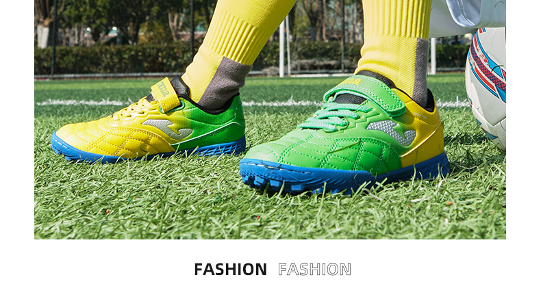 JOMA Velcro Children's Soccer Cleats, Molded Studs for Boys And Girls, Youth Student TF Football Training Shoes, Yellow-Green, Size 29 9