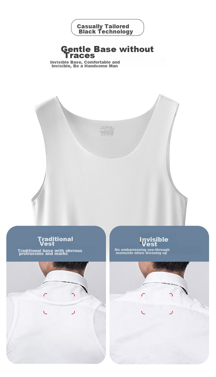 Modaier Sleeveless Tank Top for Men, Seamless Thin Style for All Seasons, Inner Wear, Athletic Undershirt, White Base Layer for Me 8