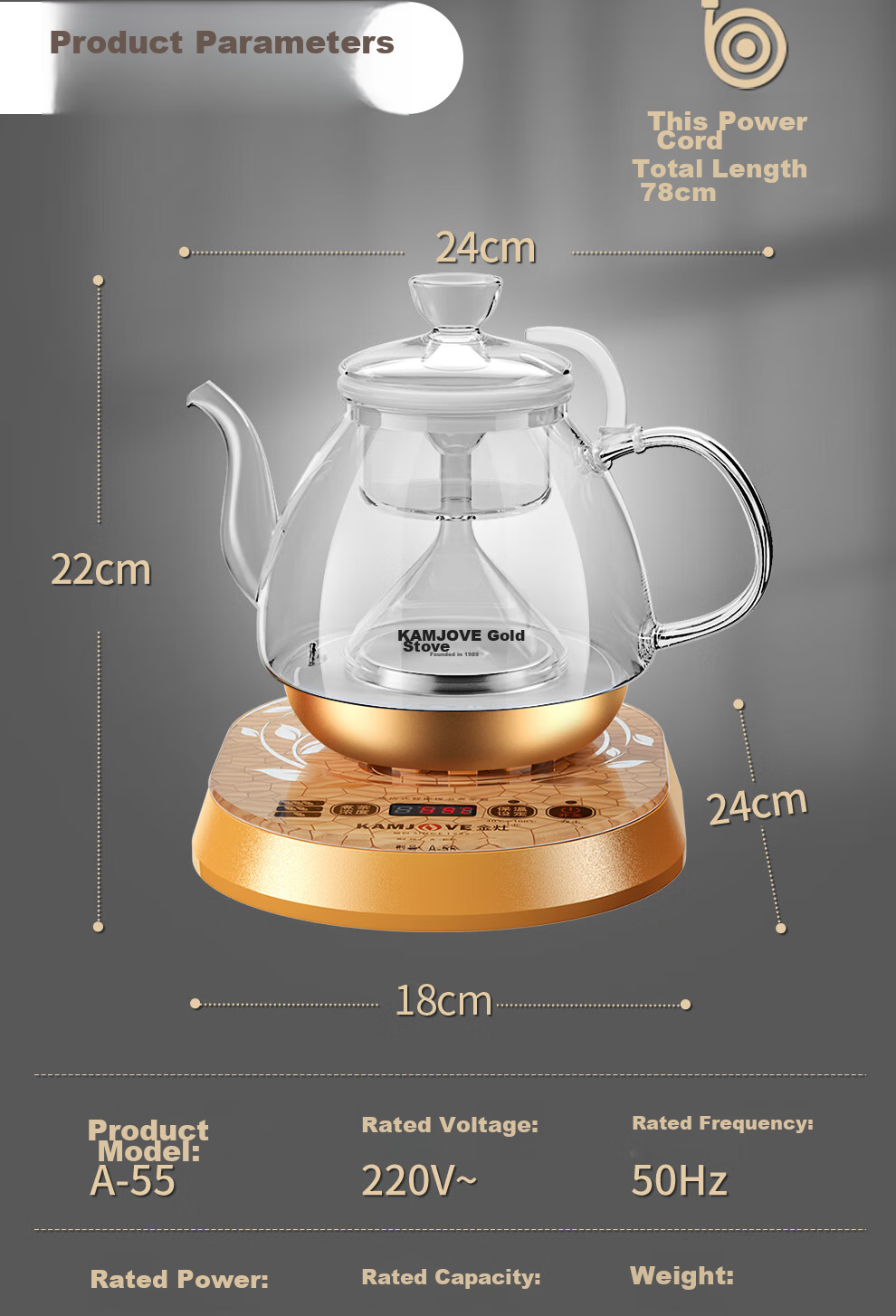 KAMJOVE Hot Press Spray Tea Maker, Teapot for Brewing Tea, Tea Set, 0.8L Glass Health-Preserving Tea Pot, A-96 20