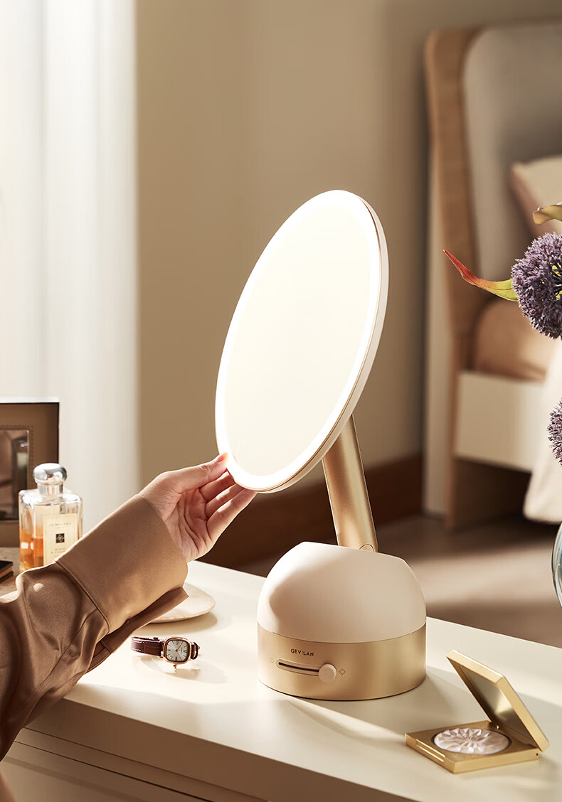 GEVILAN 3D Linkage Makeup Mirror with LED Light, Smart Illumination, Desktop Vanity Table, High-Definition Lighting Mirror, Gift for Girlfriend, Wife, Best Friend, Birthday And Wedding Present M2 White 3