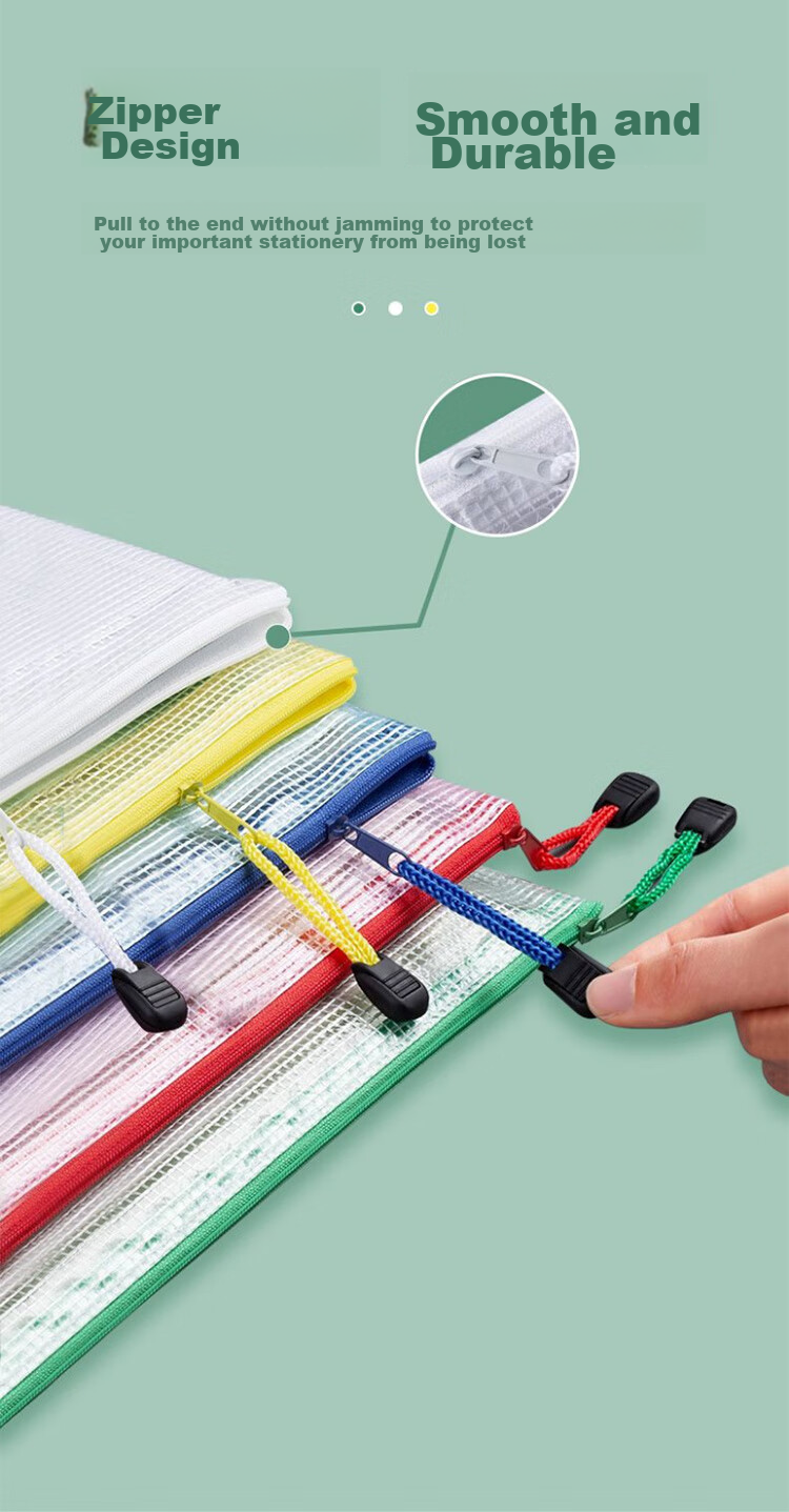 Ouliwen A4 Waterproof Mesh Document Bag, Zipper Pouch, Transparent File Folder, Student Exam Paper Subject Classification, Office Financial Document Storage, White, Pack of 5, 3C Digital Full Mesh Low Price 2