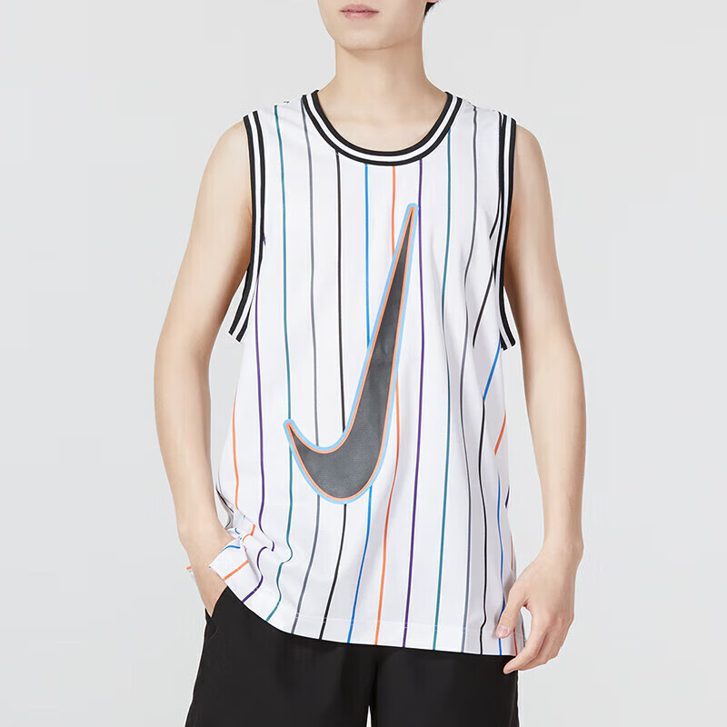 NIKE Men's Quick-Dry Sports Tank Top, Basketball Training, Soft And Comfortable, DX0436-100, White S