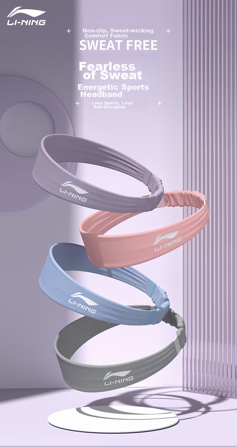 Li-Ning Sports Headband for Men And Women, Running Headband, Yoga Dance Fitness Sweat-Absorbing Headband, Sweat-Stopping Band, Forehead Protection, Basketball Hair Tie 1