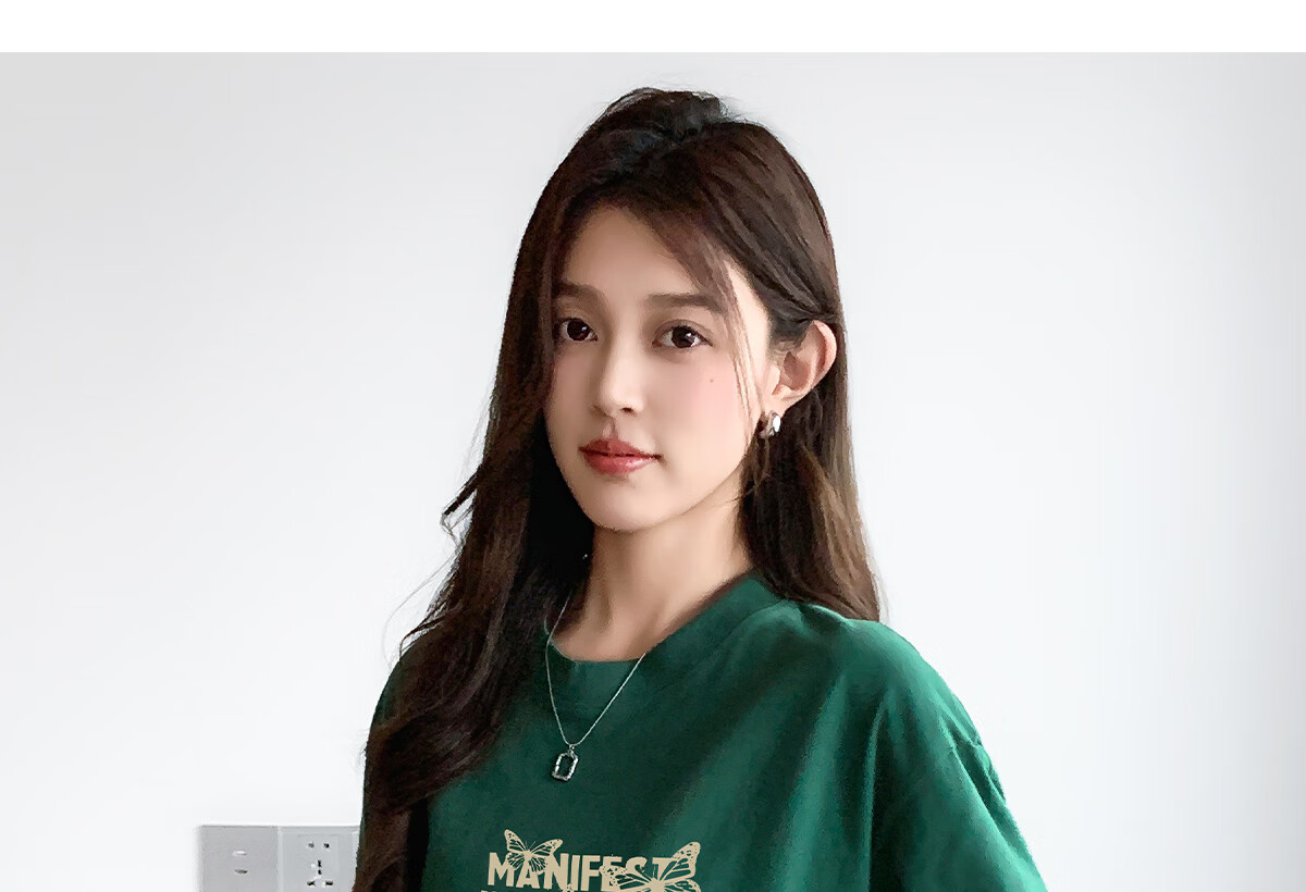 Halo Queen Women's Short-Sleeve T-Shirt, Summer Undershirt, Inner Layer Top, Trendy Letter Print, Loose-Fitting T-Shirt, H143T1418 58