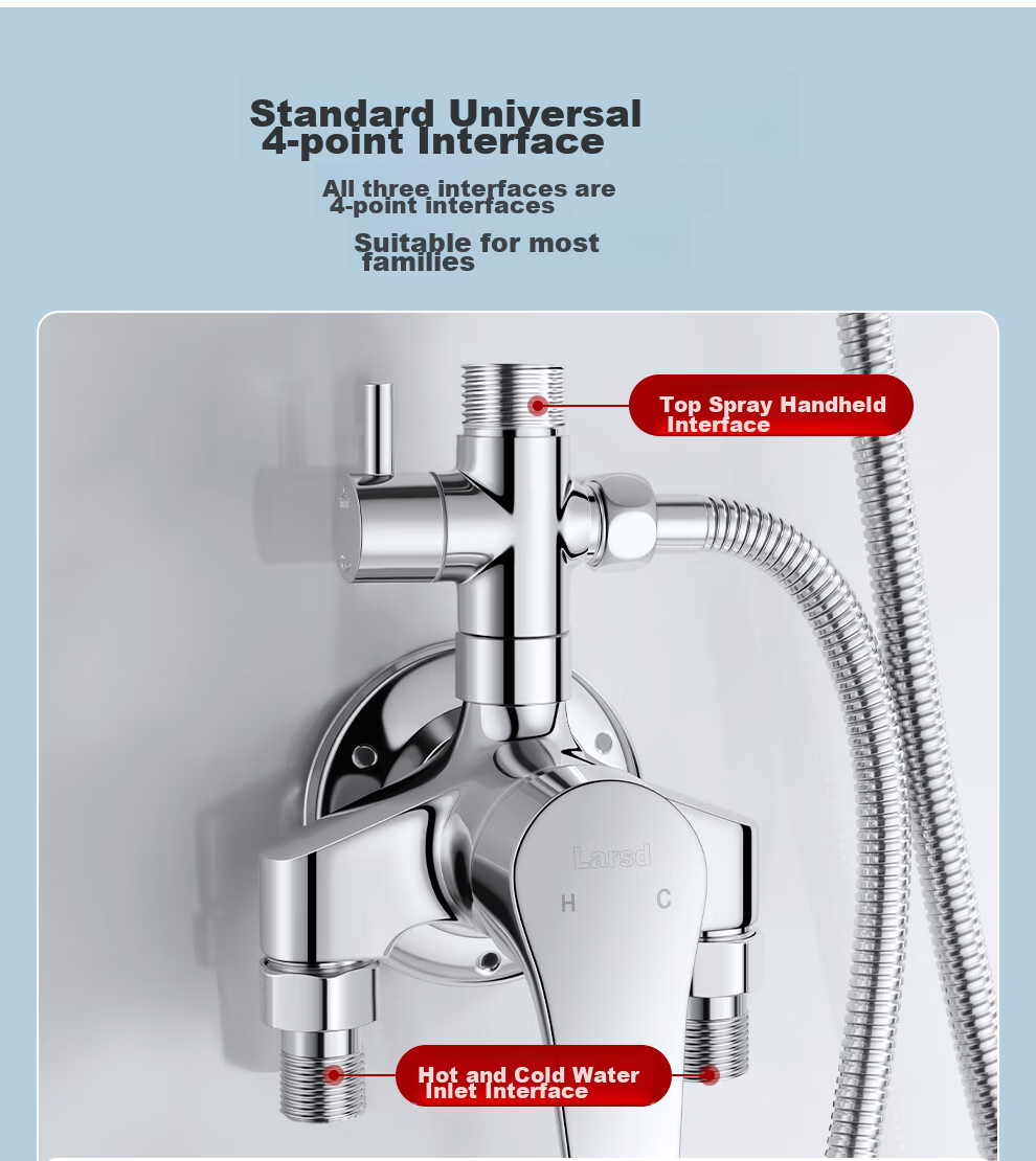 Larsd Surface-Mounted Shower Head Set, Clear Tube Shower Head, Gunmetal Gray Shower Head Complete Set with Shower Faucet LD5066H 14