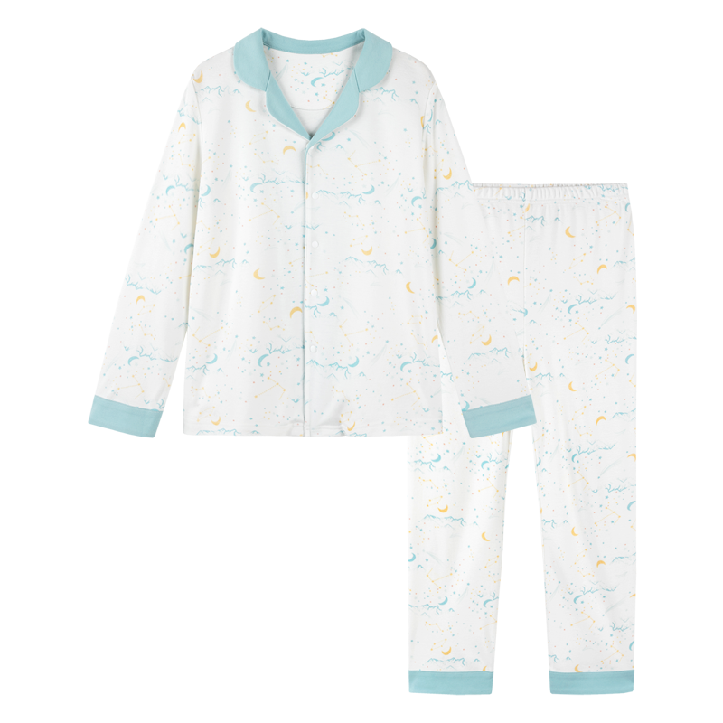 YEEHOO Lenzing Modal Children's Homewear Spring and Autumn Thin Air Conditioning Clothes Boys and Girls Baby Children's Pajamas Blue 130