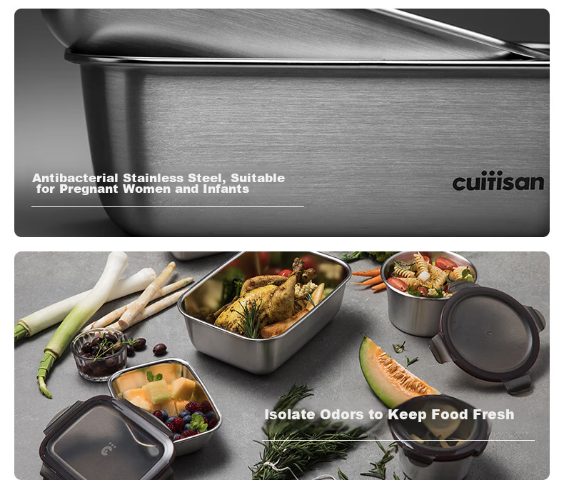 Cuitisan Korean Imported Food-Grade 316 Stainless Steel Lunch Box, Microwave-Safe, Antibacterial Food Storage Container, 530ml 5