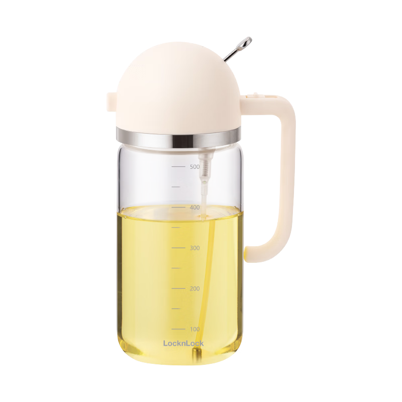 LOCK&LOCK (LOCK&LOCK) Large Capacity Glass Oil Sprayer Bottle, Soy Sauce Spray Bottle, 500ml, Beige