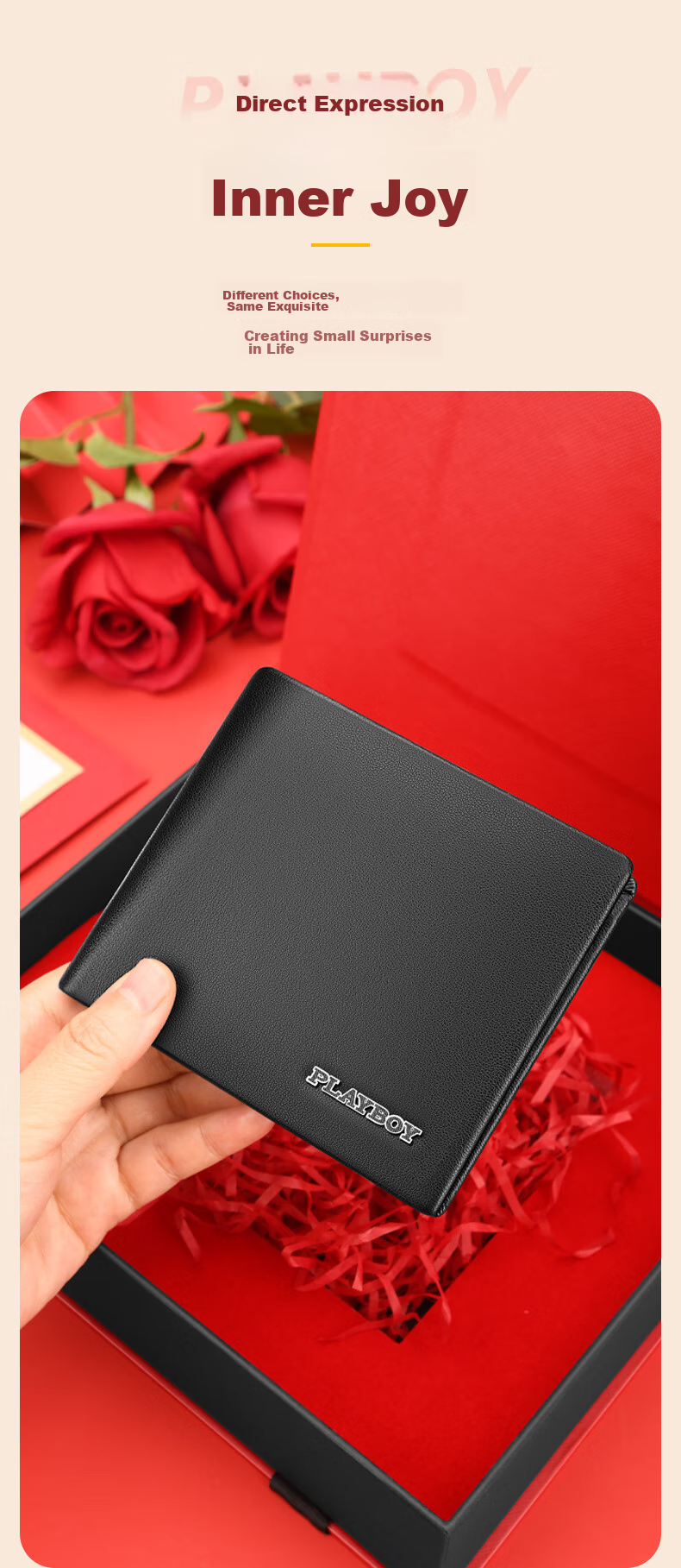 PLAYBOY Men's Wallet, Top-Grain Leather, Short Style, Multi-Card Slots, Bill Holder, Birthday Gift for Husband Or Boyfriend, Gift Box 2