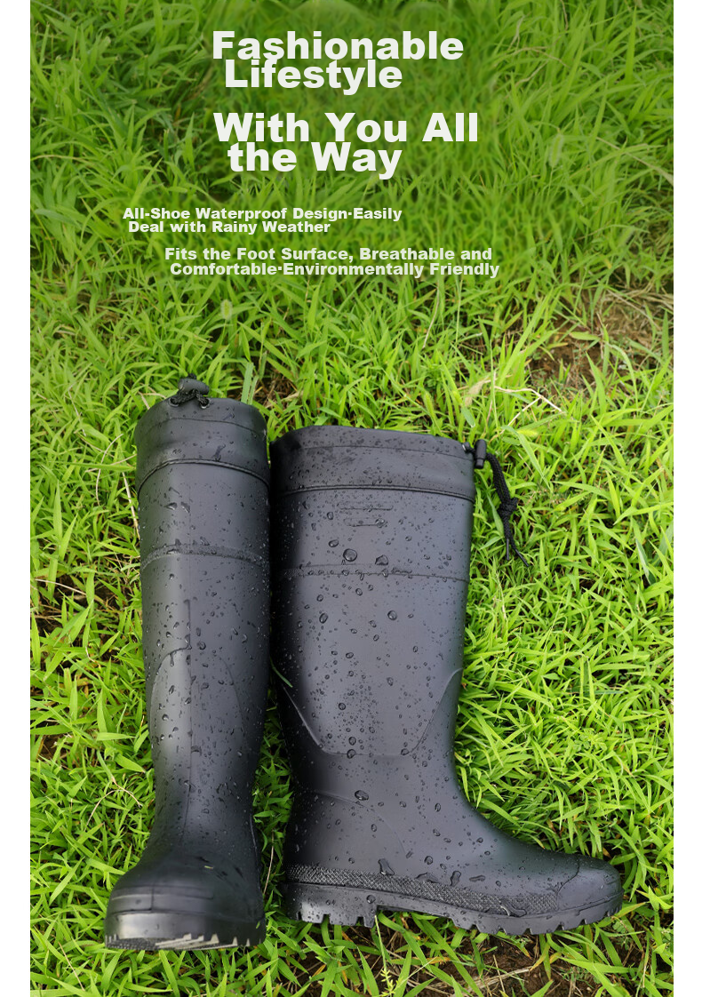 Lanoudun Men's Tall Waterproof Rain Boots, Outdoor Non-Slip Rubber Shoes, Wear-Resistant Rain Boot Covers YX1008 Size 40 7
