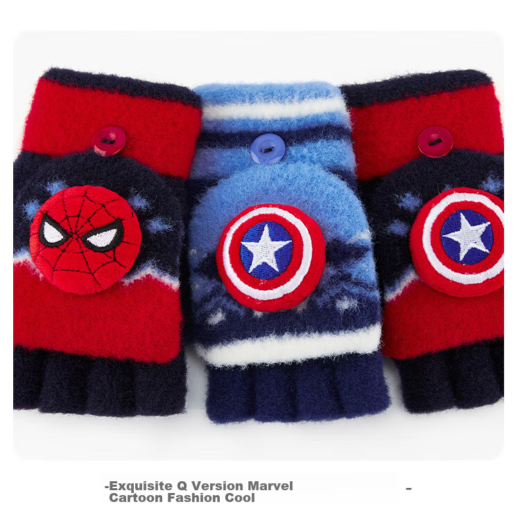 Disney Boys Spider-Man Winter Half-Finger Gloves, Baby Five-Finger Flip-Up Gloves HM70129, Spider-Ma 13