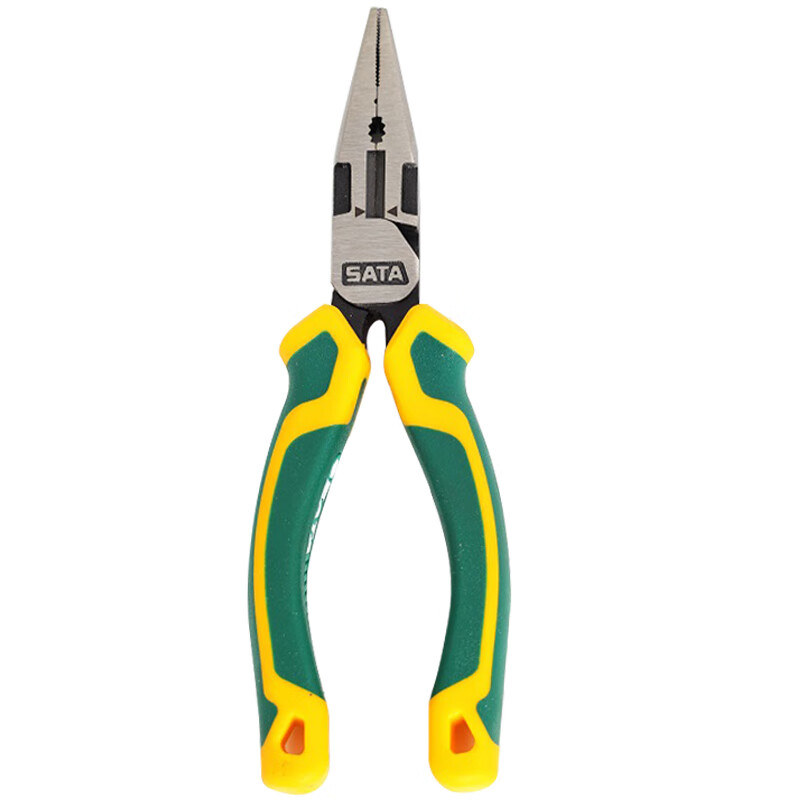 SATA 70121D Industrial-Grade Labor-Saving Needle-Nose Pliers, 6"