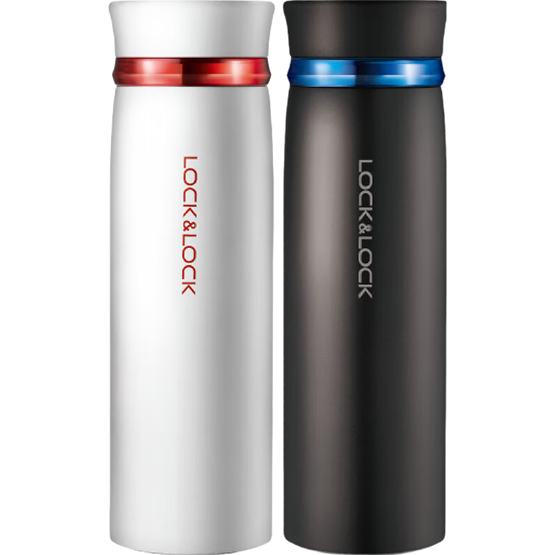 LOCK&LOCK Fite Rotating Lid Lightweight Insulated Cup, Couple's Cup, Business Cup, White Red Black Blue, 450ml*2, LHC4131S602