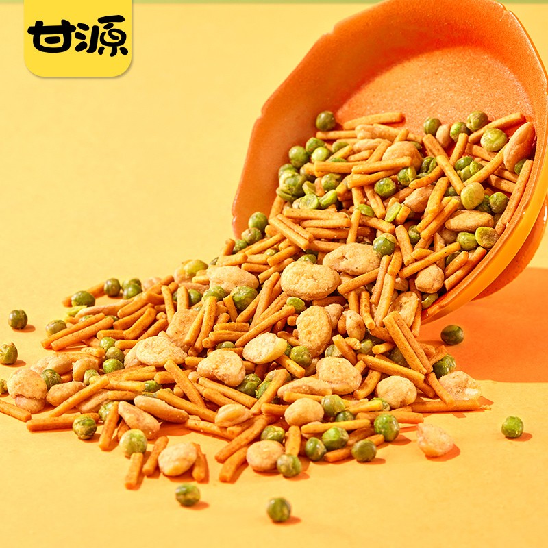 甘源牌烤肉味虾条豆果100g休闲零食花生青豌豆儿童膨化食品追剧小零食