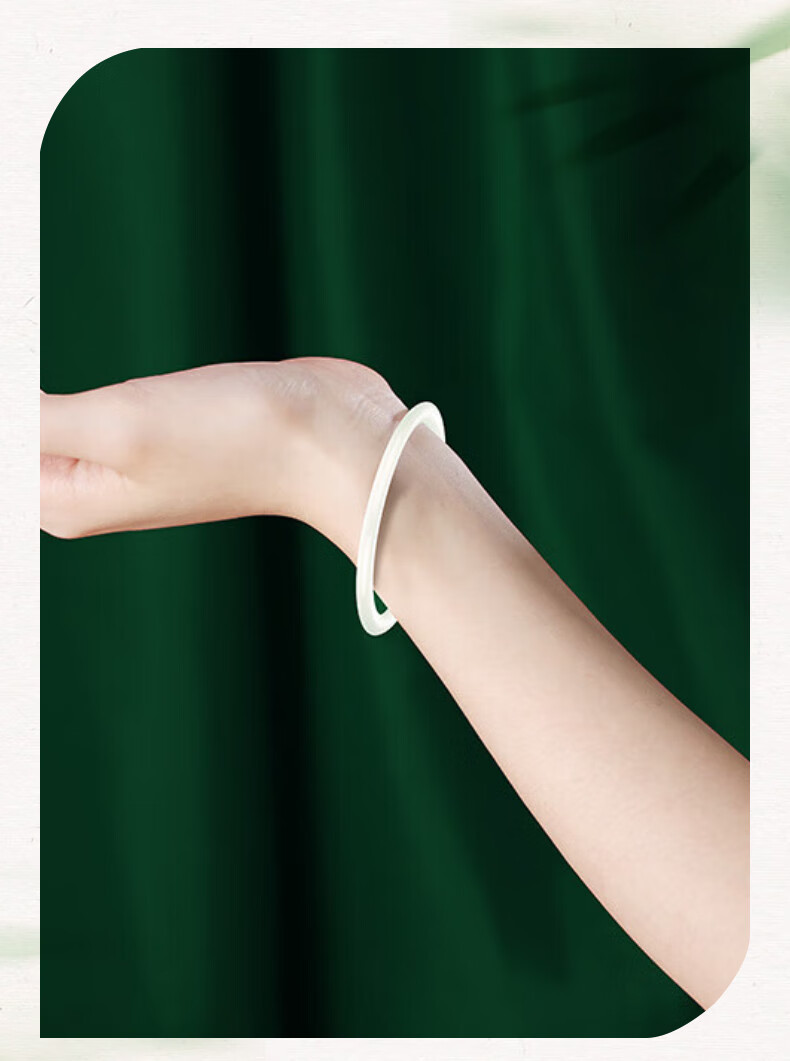 ALLOVE White Moonlight Jade Bangle for Women Ice Type Lychee Jade Bracelet Birthday Qixi Festival Gift for Girlfriend Wife 8