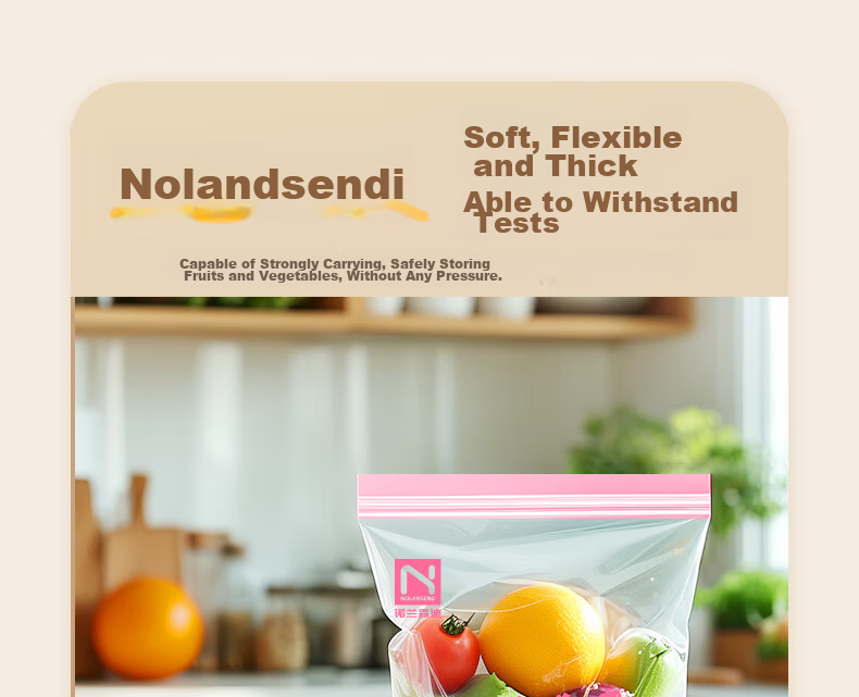 NOLANSEND Food Storage Bags, Medium Size, 50 Count, Double-Layered with Clip Chains, Airtight Sealing Bags for Kitchen Freezing Food 13