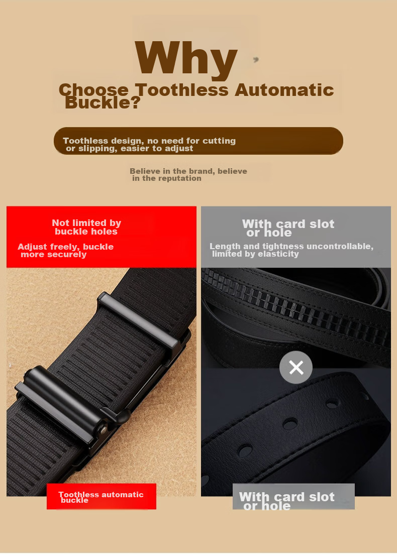 Huili Men's Genuine Leather Belt with Automatic Buckle, New High-Quality Cowhide Business Casual Simple Waist Belt 3