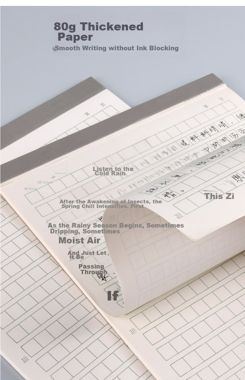 KAISA 16K/30 Sheets English Homework Paper, 3-Pack Thick English Notebook for Primary, Middle And High School Students, Vocabulary Writing Paper with Four Lines And Three Grids 4