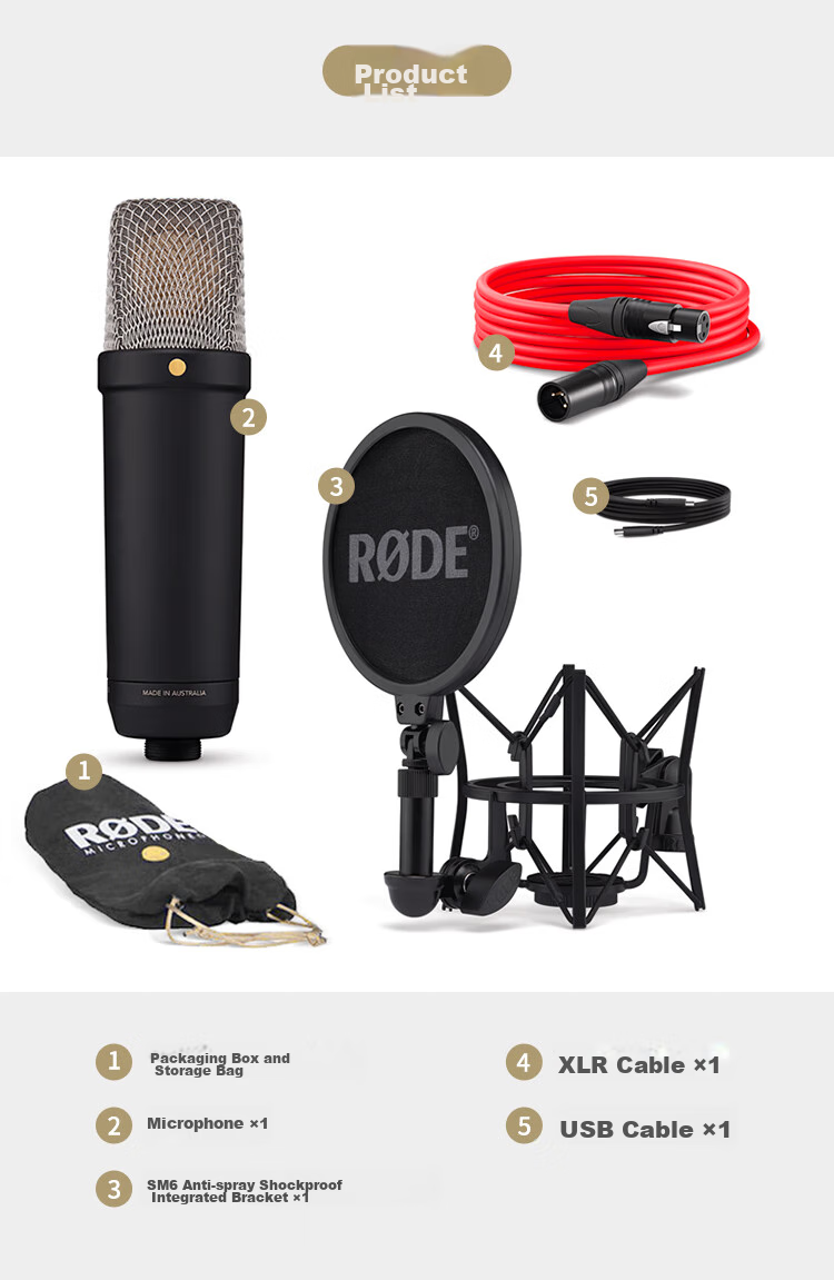 RODE NT1 5th Generation Large Diaphragm Studio Condenser Microphone USB Direct Connection Black (Official Standard) 14