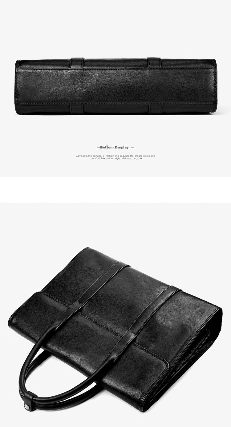 Pabojoe Business Briefcase, Men's Top-Grain Leather Handbag, Horizontal Style Large Capacity Laptop Bag for Men, Valentine's Day Gift 13