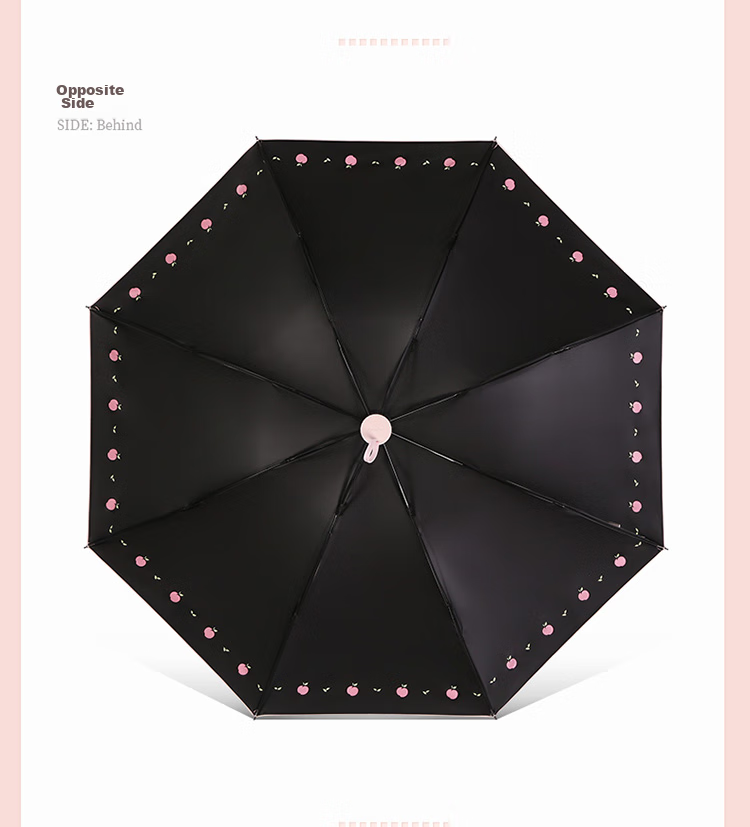 Tiantangshan UV Protection Folding Umbrella, Sunshade Umbrella with Black Coating, Peach Pattern, Suitable for Both Sunny And Rainy Days, Pink 18