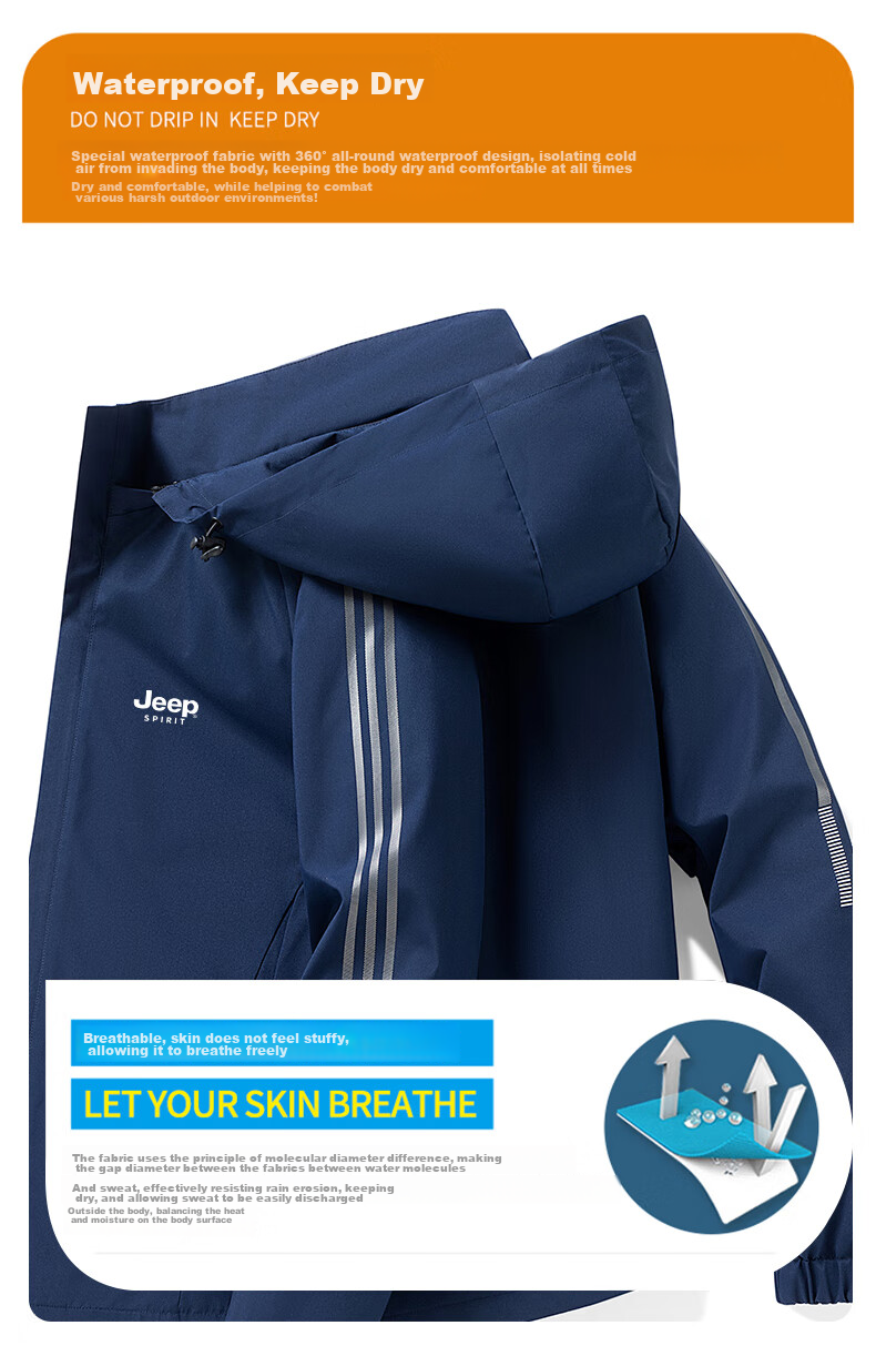 JEEP SPIRIT Men's Jacket, Spring And Autumn Outerwear, Casual Versatile Trendy Hooded Outdoor Menswear, Black, Size L 11