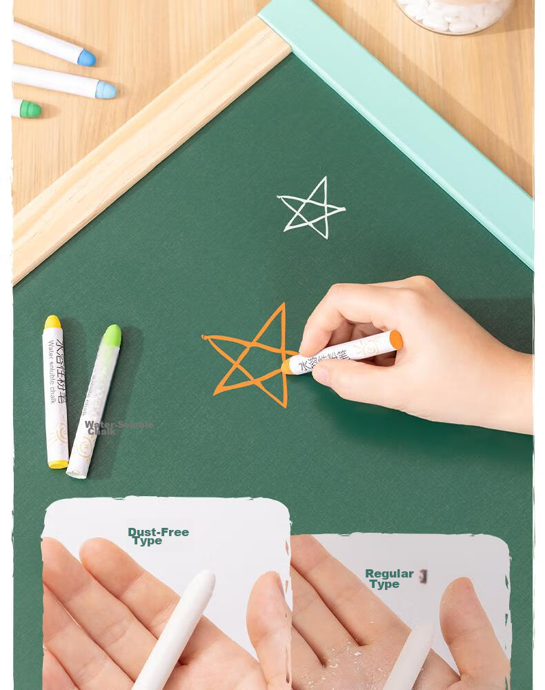 Deli Colored Water-Soluble Chalk, Washable, Dust-Free, Safe for Children's Drawing Board, Blackboard, Specialized for Bulletin Boards, Vibrant Colors, for Teachers, Kindergarten, Home Use, Teaching, Doodling And Drawing, 12 Pieces/box 5