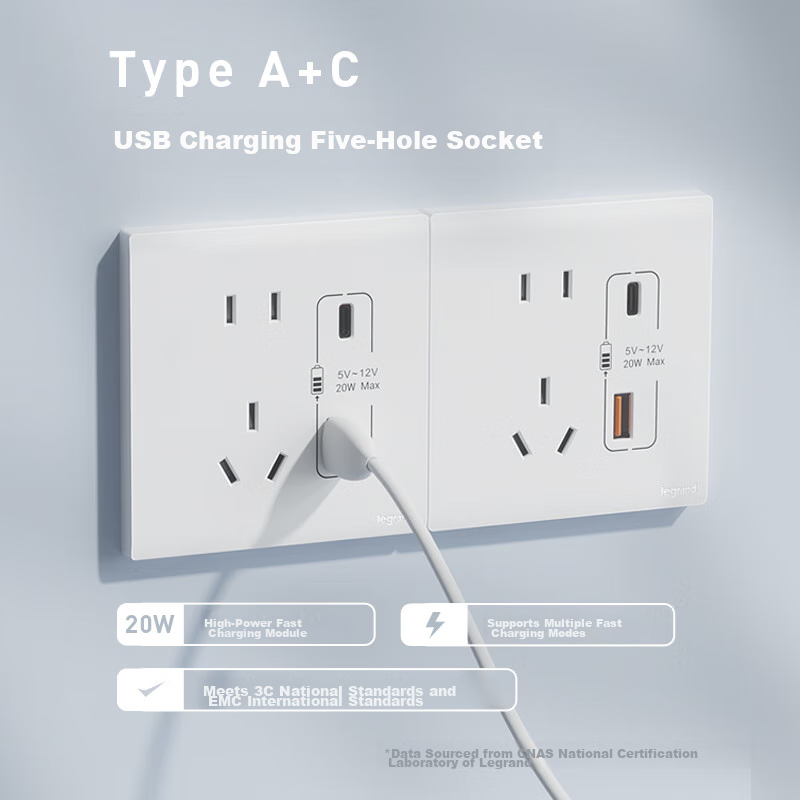 LEGRAND Switch Socket Panel, Jianyue Series Ceramic White, 86-Type Wall Socket, Single Switch with Dual Control