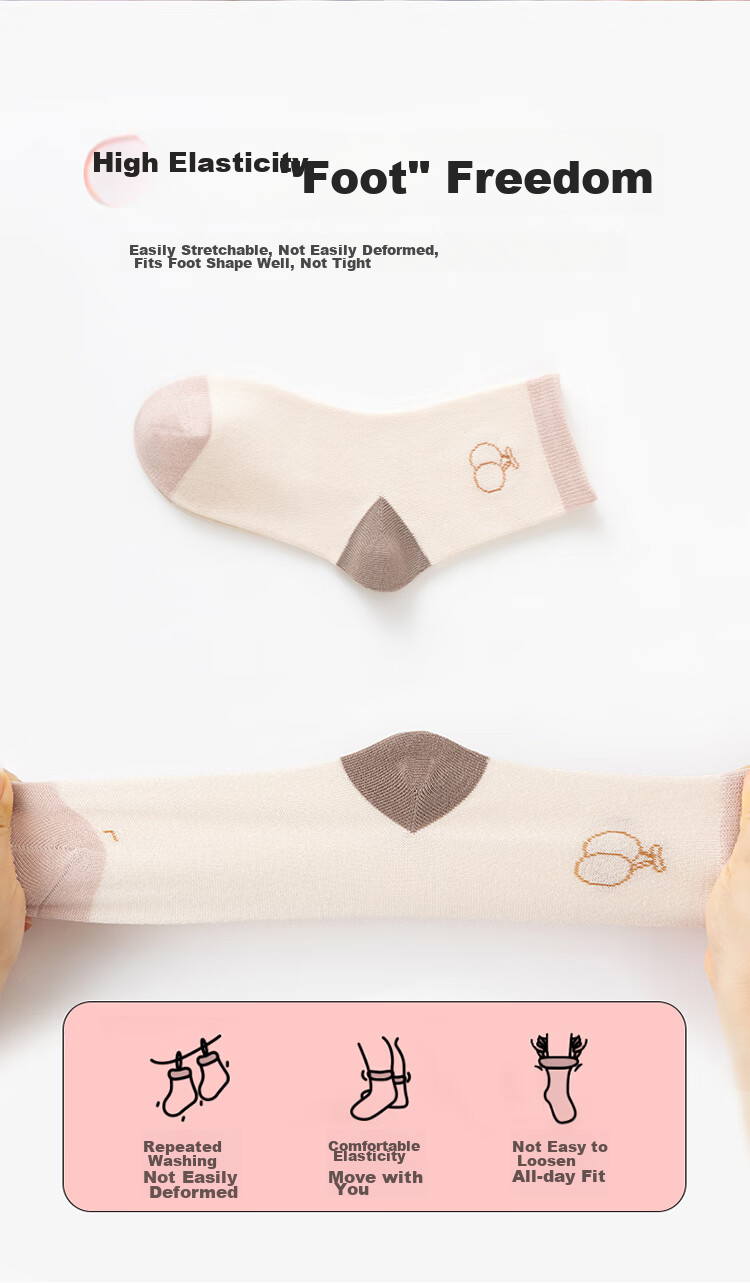 MiiOW Children's Socks, Girls' Mid to Big Kids Cotton Socks, Student Baby Autumn Winter Comfortable Breathable Versatile Casual Mid-Calf Socks 5