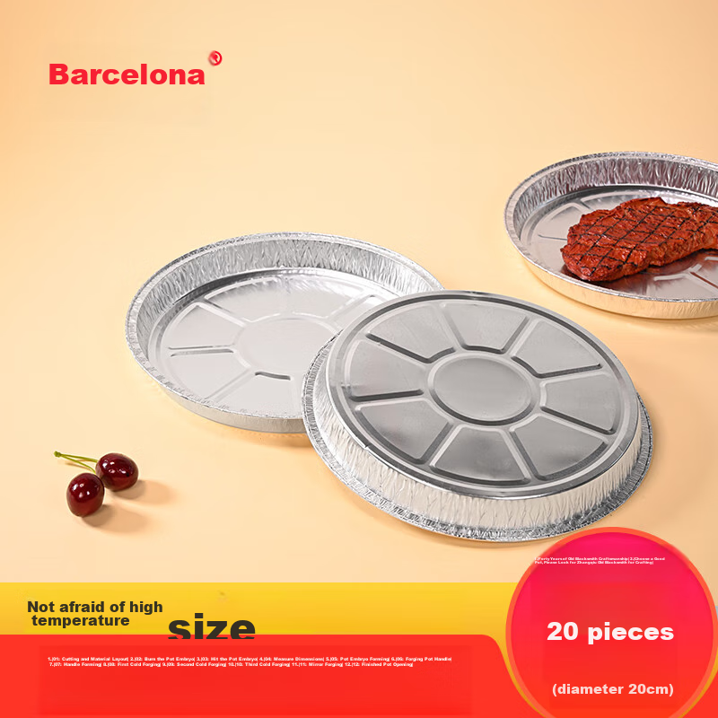 Babike Air Fryer Disposable Aluminum Foil Pans, 8-Inch Round Pans, 20 Pieces, for Pizza, Latteh, Baking, And Serving