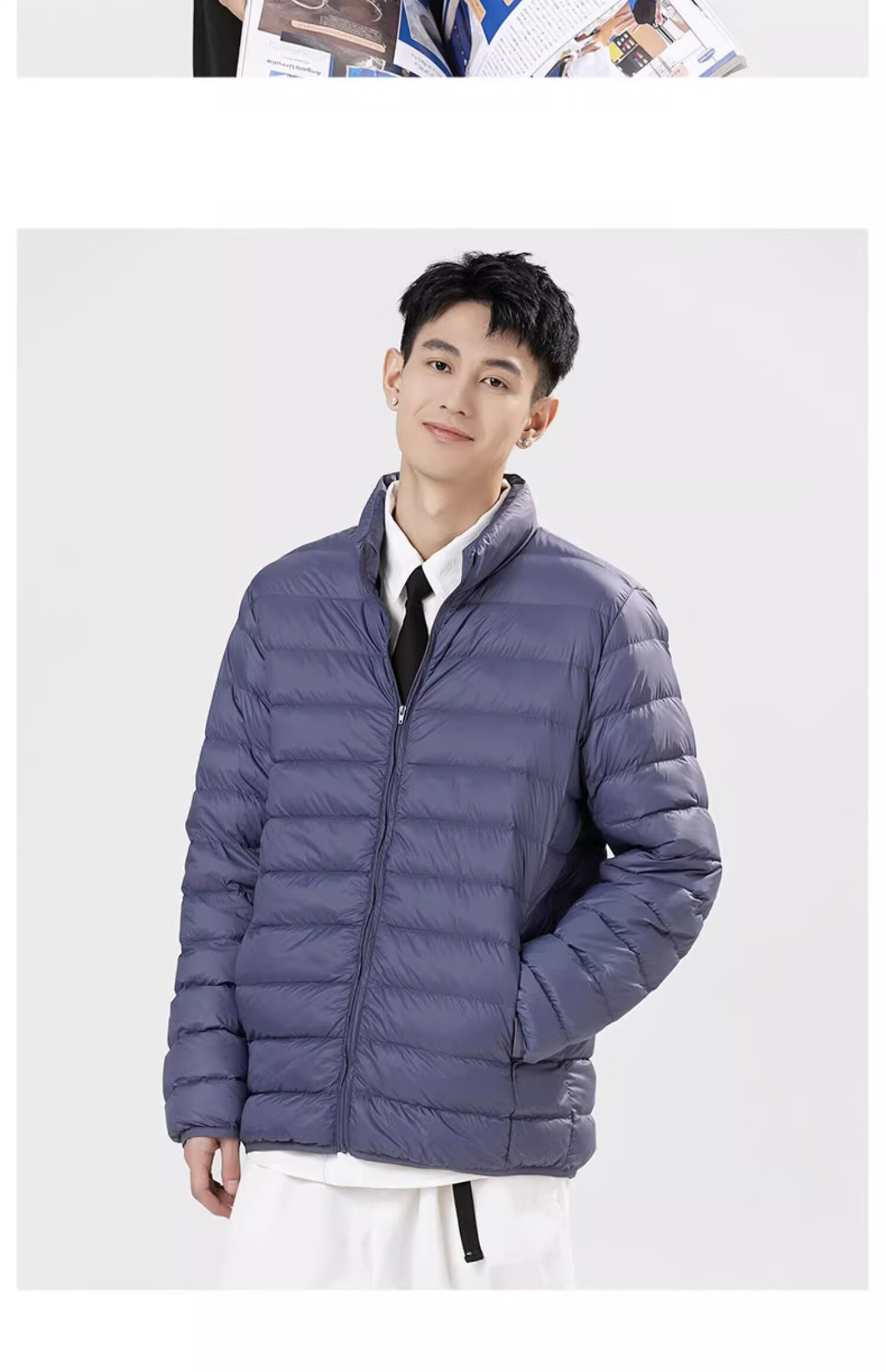 GENIOLAMODE Men's down Jacket, Lightweight And Short for Autumn And Winter, Stand-Up Collar, Warm Duck Down, Simple And Versatile Winter Wear 9