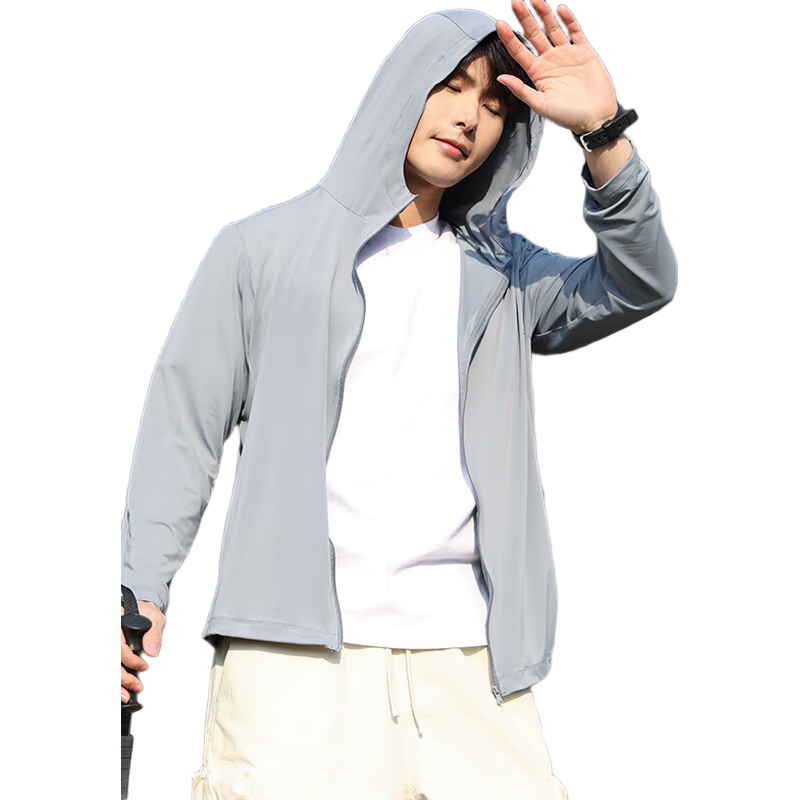 LangSha Sun Protection Clothing for Men, Spring And Summer Ice Silk Cool-Feeling UV Protection Jacket, Outdoor Ultra-Thin Breathable Sports Fishing Wear