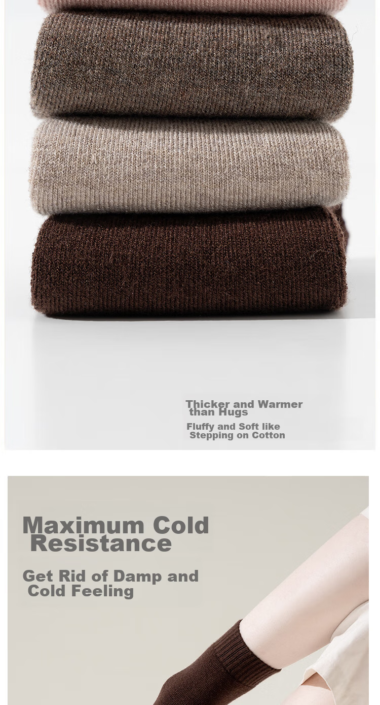 Mianwuqi Thick Wool Socks for Men And Women, Winter Cold-Resistant, Odor-Proof, High-Calf, Fleece-Lined, Warm, Heat-Retaining, Soft And Comfortable Women's Mixed 6