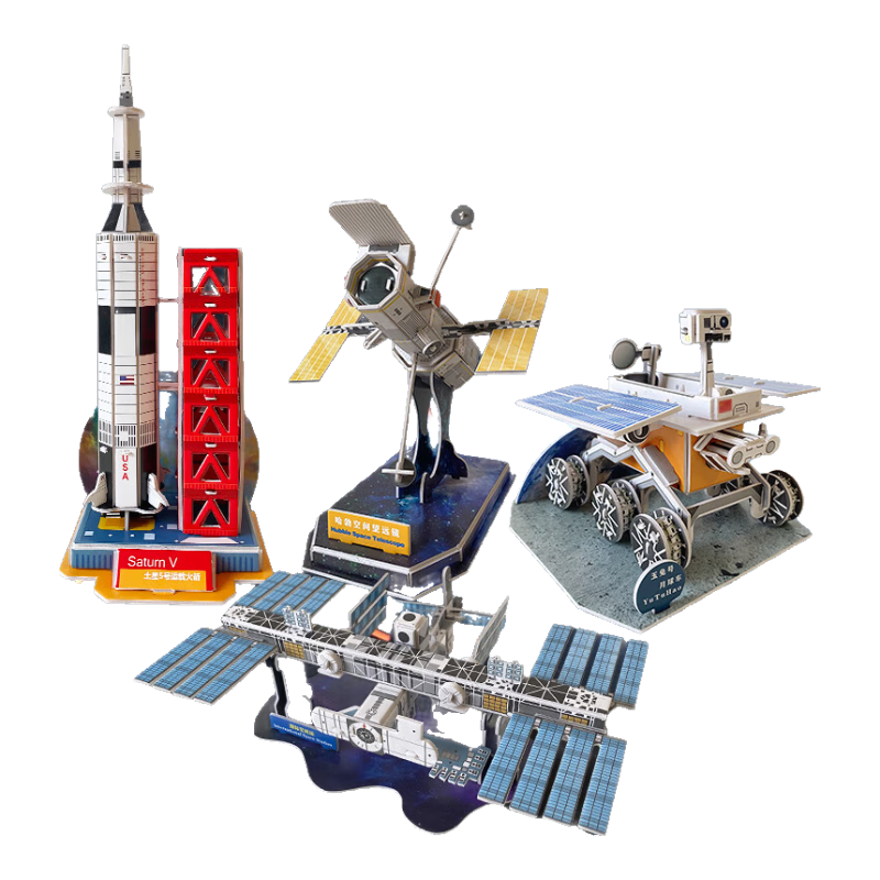 Dayanxiaowa Children's 3D Puzzle, Ages 3-6, DIY Model Building Toy, Space Exploration Theme, Birthday Gift for Boys And Girls, 4 Sets