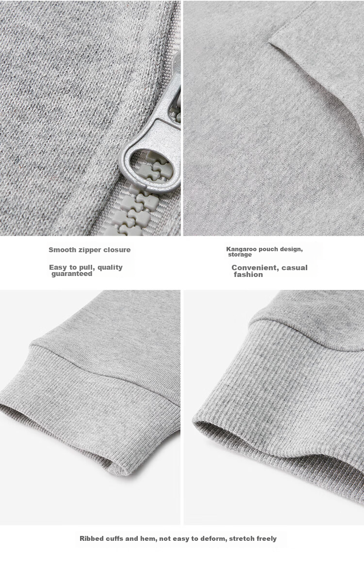Giordano Casual Jacket for Men, Zip-Up Sports Coat, Pure Cotton Kangaroo Pocket Hooded Sweatshirt, Cardigan for Men, 13074890 19