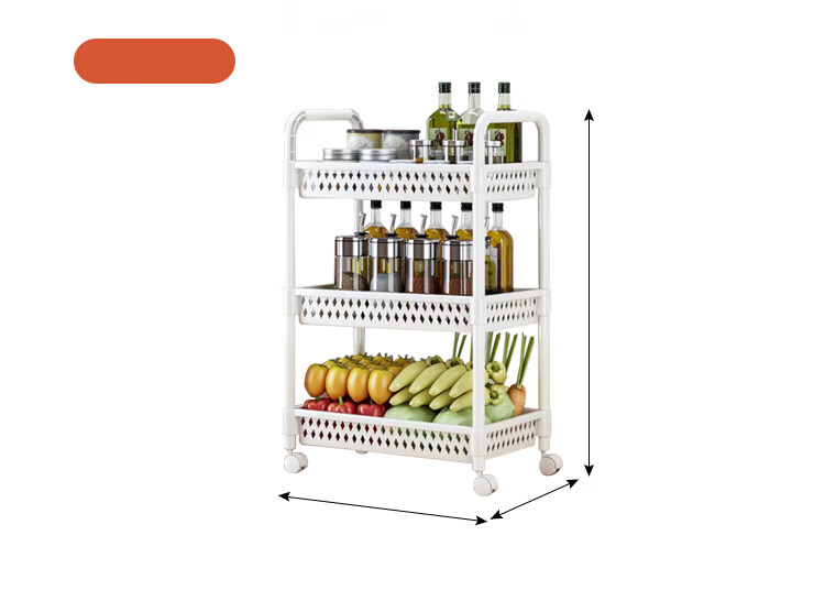 Yupin Floor Storage Rack Cart Living Room Snack Storage Shelf Kitchen Layered Rack Black with Handle 3-Tier ZW295 18