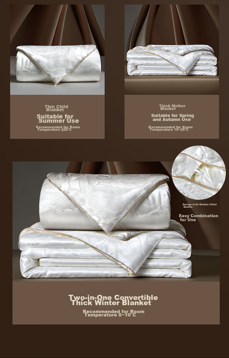 FUANNA Silk Comforter, 100% Double Mulberry Silk Duvet, Winter Thickened Quilt, Double Bed Comforter, 7.4 Jin (3.65 Kg), 203*229cm 10