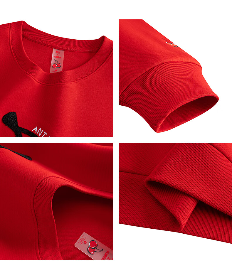 ANTA ×kirsh Collaboration | Cherry Round Neck Pullover Sweatshirt for Women, New Autumn Trendy Sports Top 23
