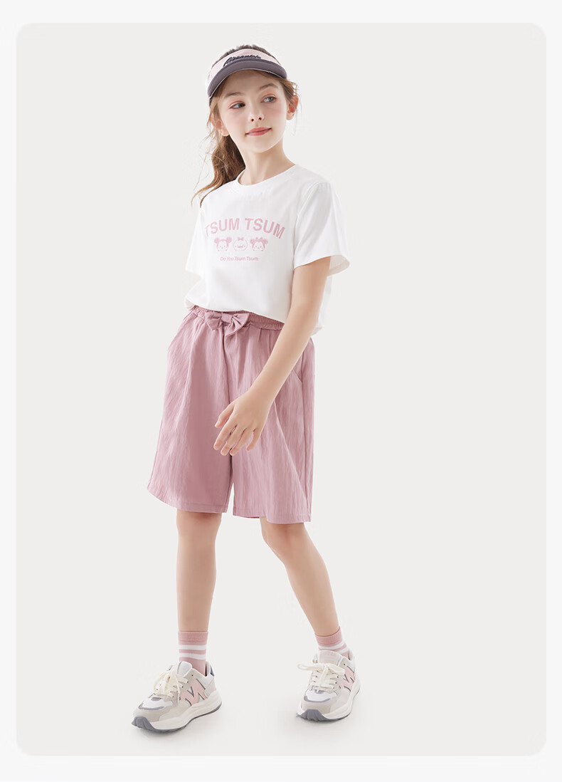 Disney Girls' Summer Two-Piece Set Short Sleeve T-Shirt and Shorts Purple T91197 130cm 7