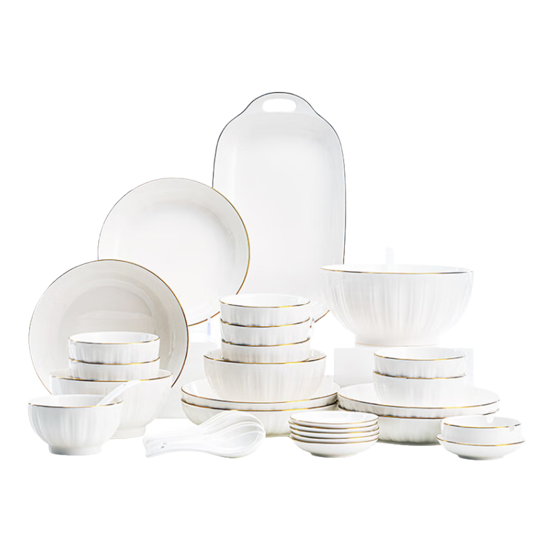 JD Original Complete Set of Bowls, Plates And Chopsticks, Ceramic Housewarming Gift Box Set, Shumi 48-Piece