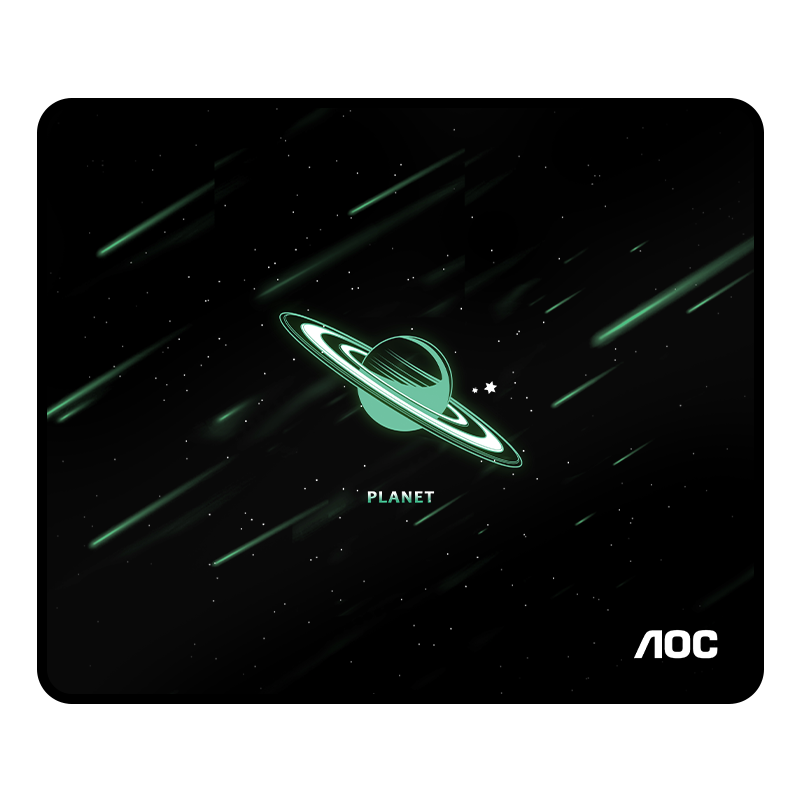 AOC Full-Property Series Gaming Mouse Pad, Small Size 300*250*4mm, Thickened with Locked Edges, Office Keyboard Computer Desk Pad, M111/93 Planet Black